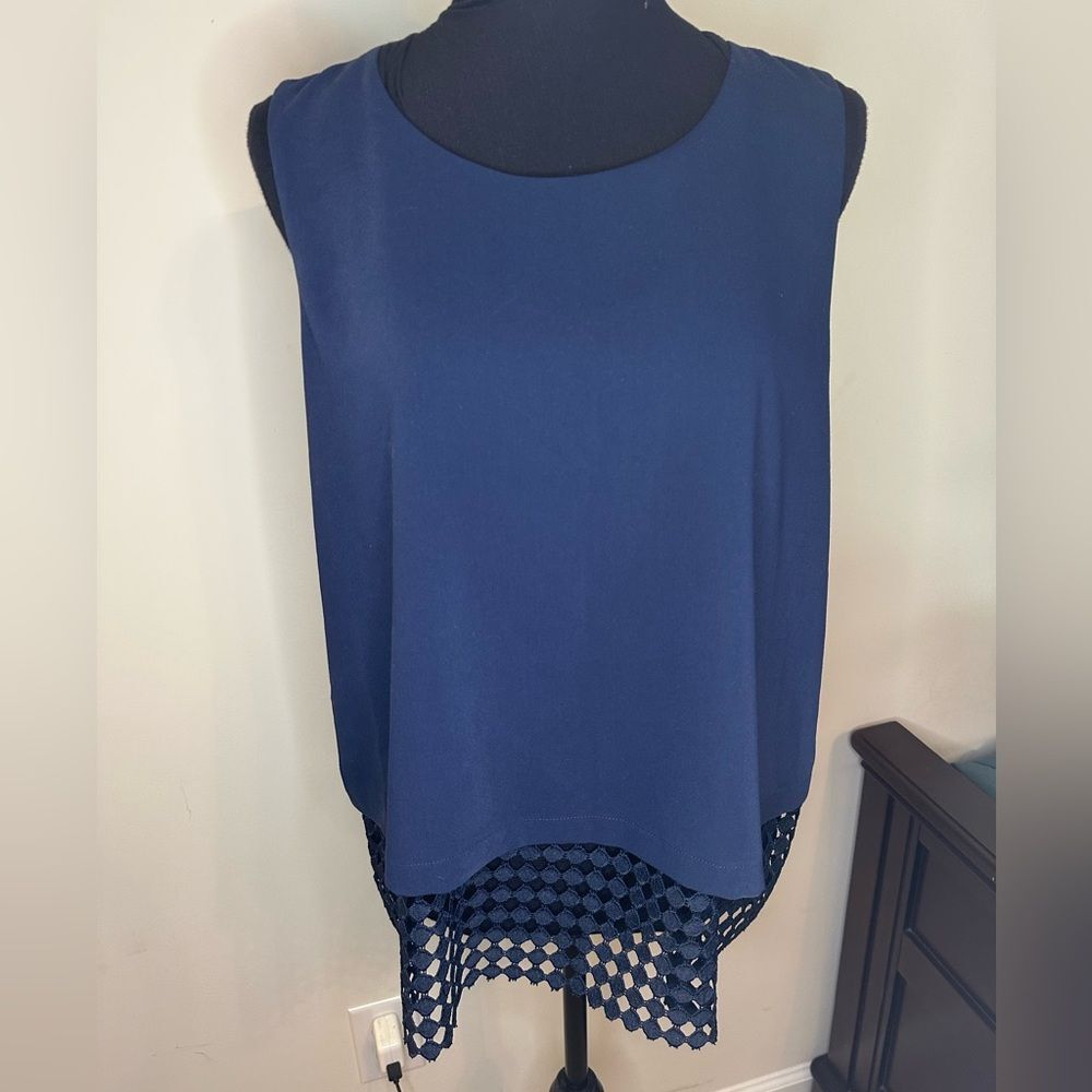 Sail To Sable women’s Top Blue Sleeveless Zip Back Blouse Sz L EUC #495